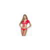 Top court rouge wetlook avec noeud de cravate 